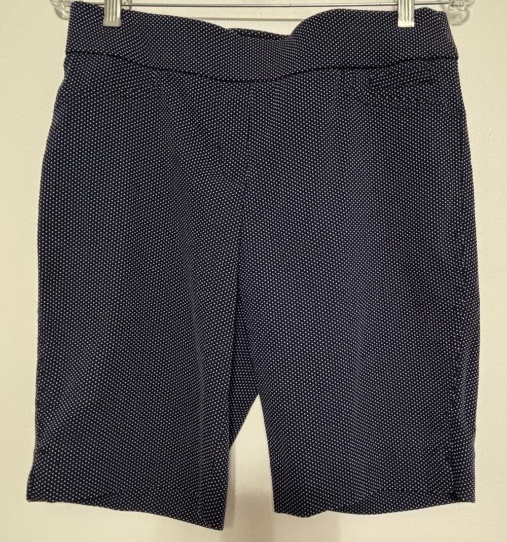 Anne Klein Blue White Polka Dot Pull On Bermuda Shorts Size 6